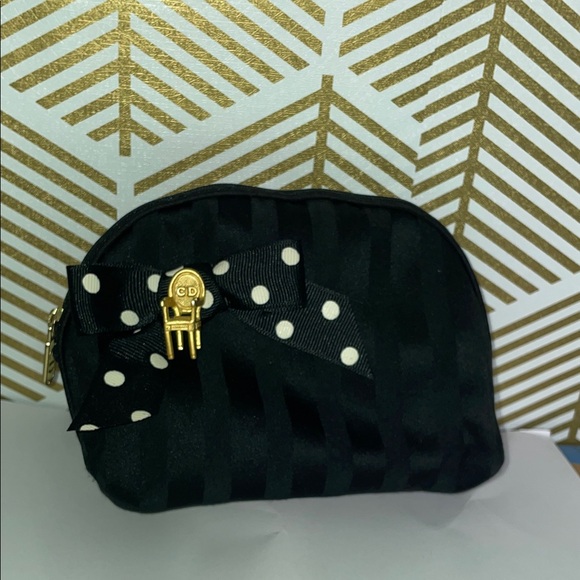 Dior Handbags - DIOR Black Polka Dot Bow Pouch vintage